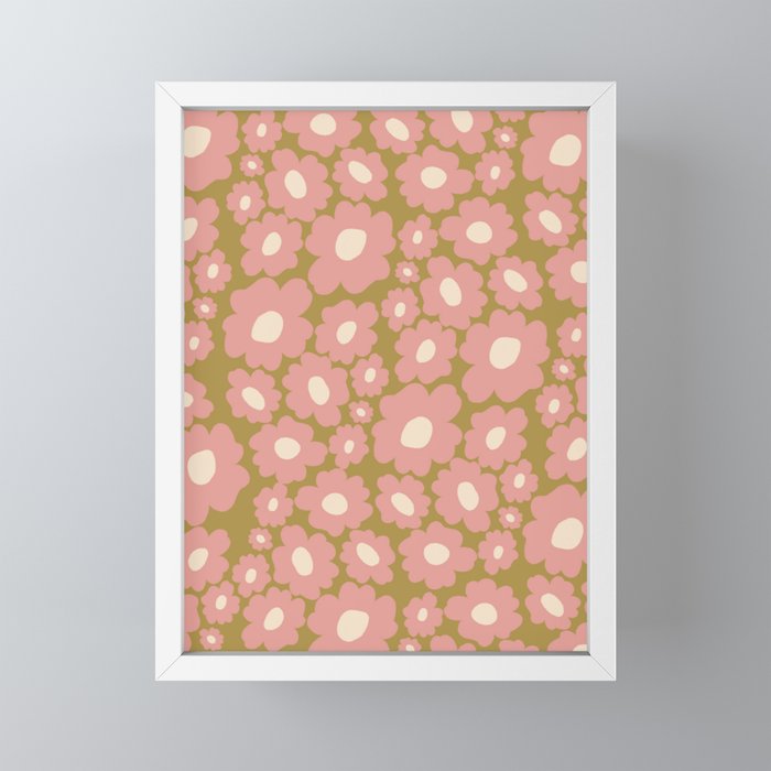 70������s Retro Floral  Mini Art Print