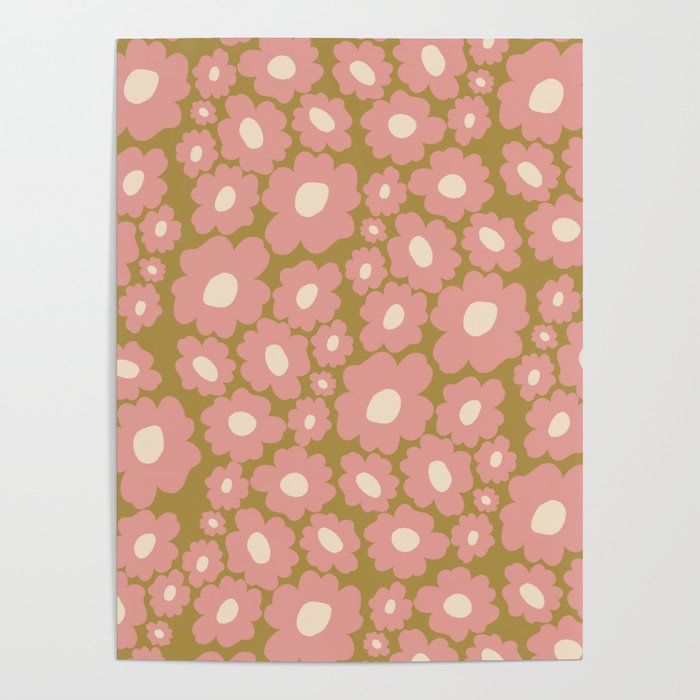 70������s Retro Floral  Poster