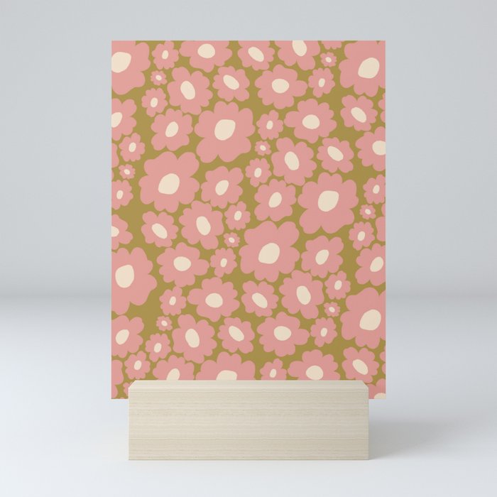 70������s Retro Floral  Mini Art Print