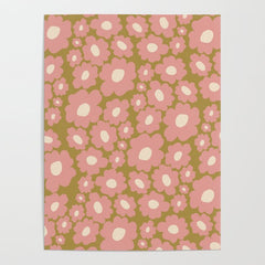 70������s Retro Floral  Poster