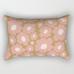 70������s Retro Floral  Rectangular Pillow