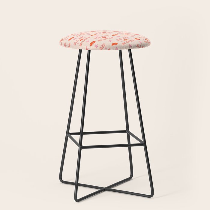 "All hat no cattle" in pink and orange retro western letters Stool
