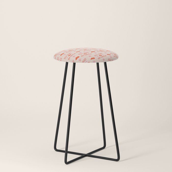 "All hat no cattle" in pink and orange retro western letters Stool