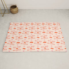 "All hat no cattle" in pink and orange retro western letters Rug