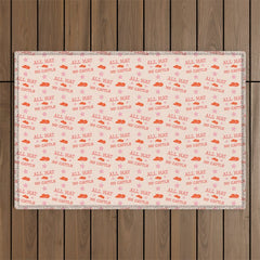 "All hat no cattle" in pink and orange retro western letters Outdoor Rug