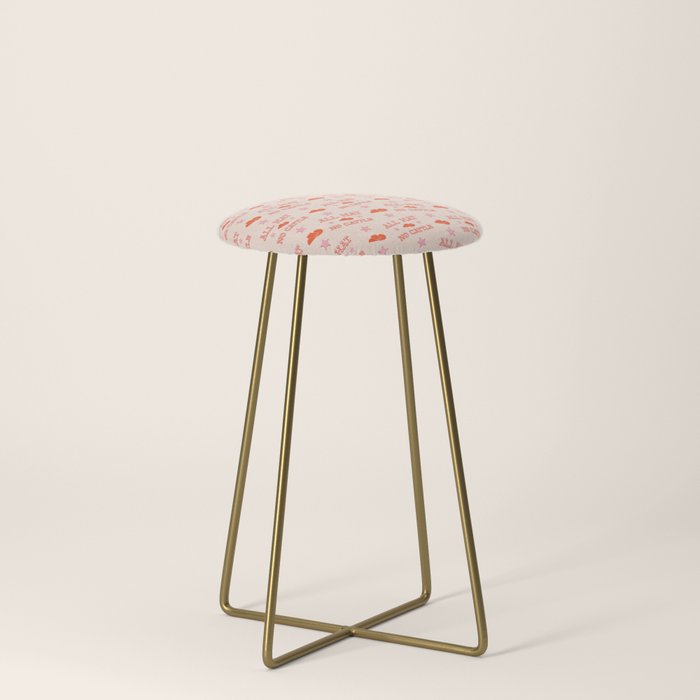 "All hat no cattle" in pink and orange retro western letters Stool