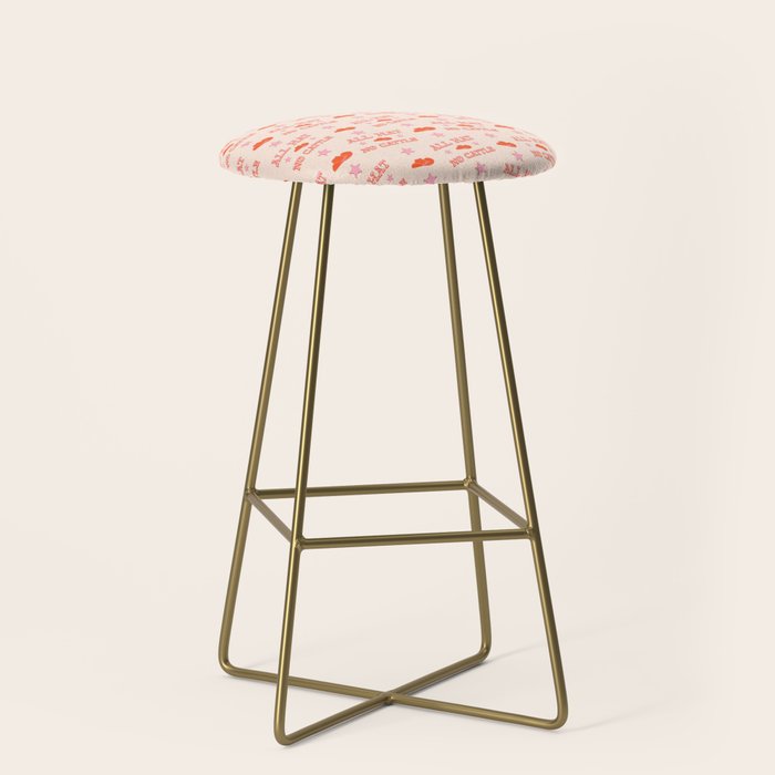 "All hat no cattle" in pink and orange retro western letters Stool