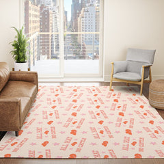 "All hat no cattle" in pink and orange retro western letters Rug
