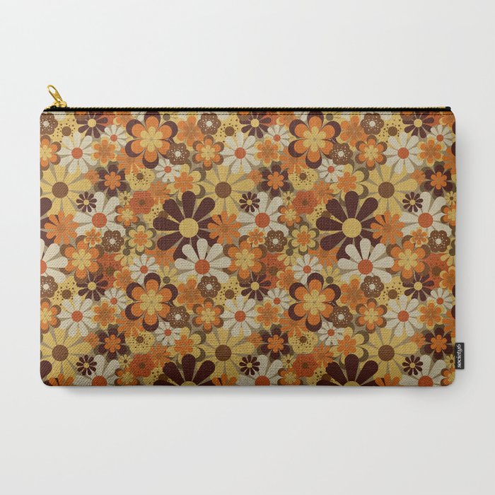 70's Floral Prints, Retro Art Carry All Pouch
