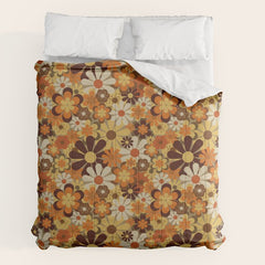 70's Floral Prints, Retro Art Comforter