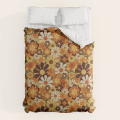 70's Floral Prints, Retro Art Comforter