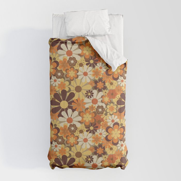 70's Floral Prints, Retro Art Comforter