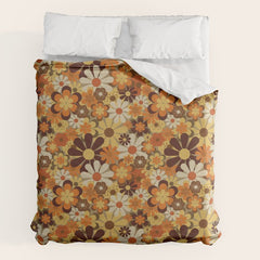 70's Floral Prints, Retro Art Duvet Cover