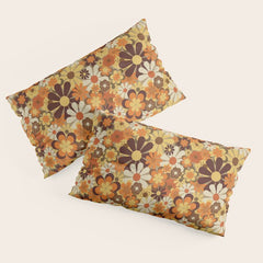70's Floral Prints, Retro Art Pillow Sham