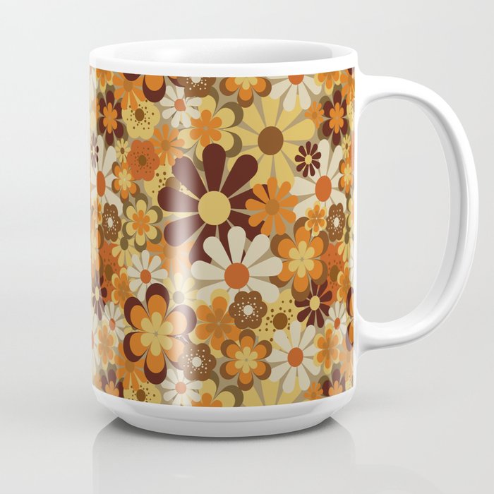 70's Floral Prints, Retro Art Coffee Mug