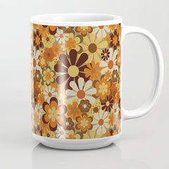 70's Floral Prints, Retro Art Coffee Mug