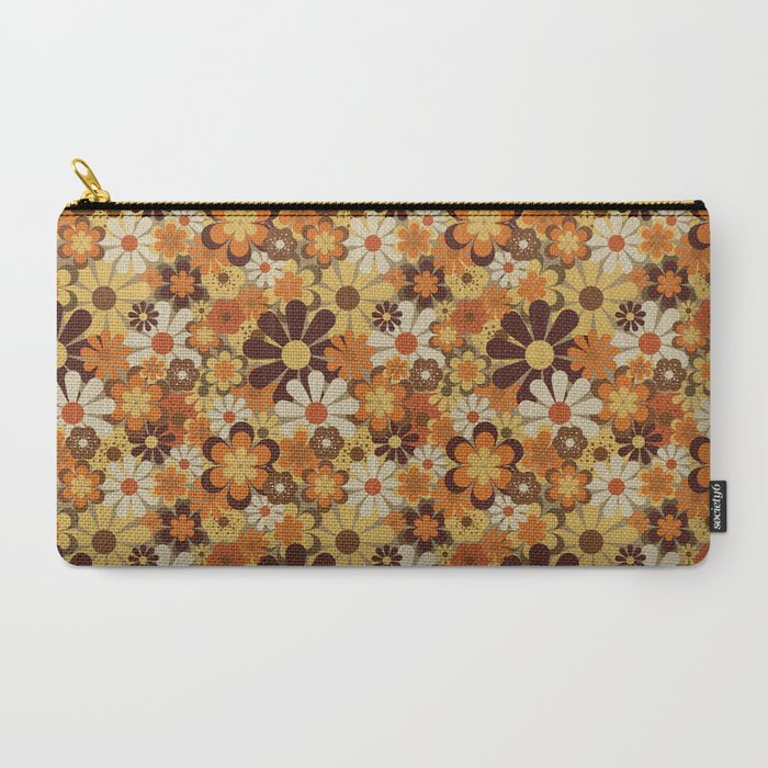 70's Floral Prints, Retro Art Carry All Pouch