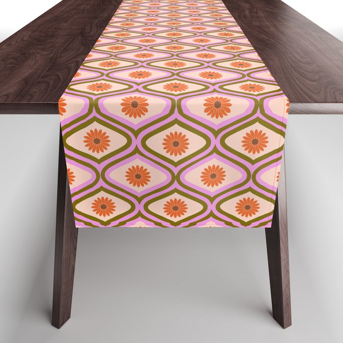 70s Disco Daisy Flower Pattern Table Runner