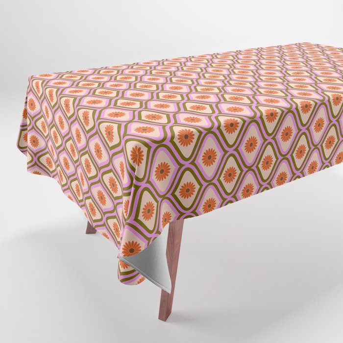 70s Disco Daisy Flower Pattern Tablecloth