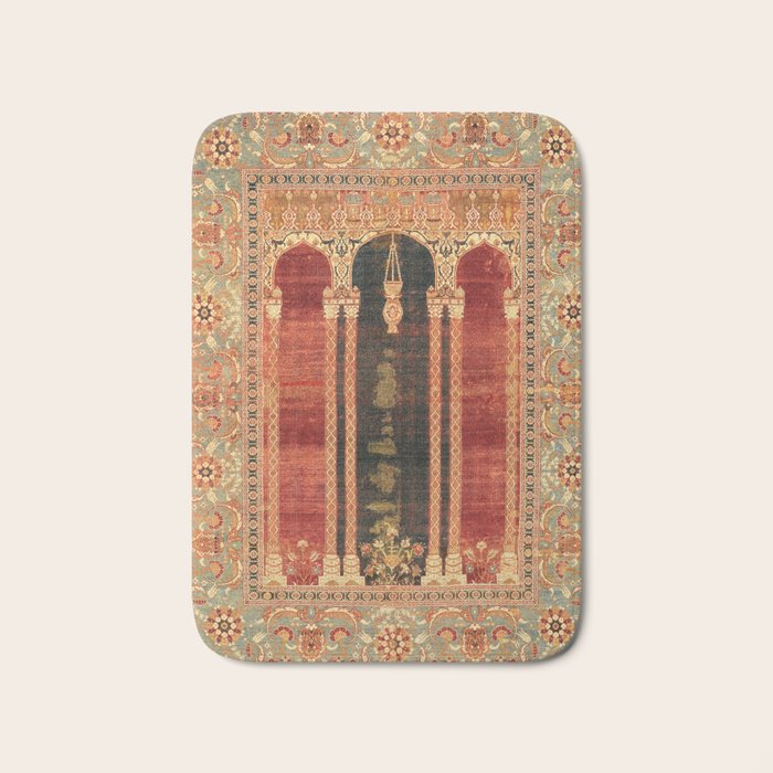 16th Century Carpet with Triple-Arch Design Turkish Print Bath Mat
