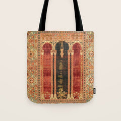 16th Century Carpet with Triple-Arch Design Turkish Print Tote Bag