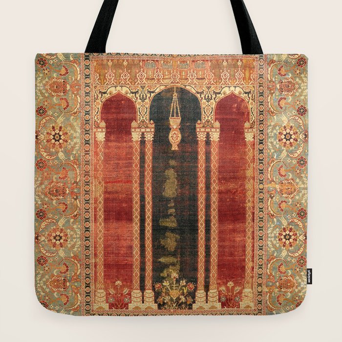 16th Century Carpet with Triple-Arch Design Turkish Print Tote Bag
