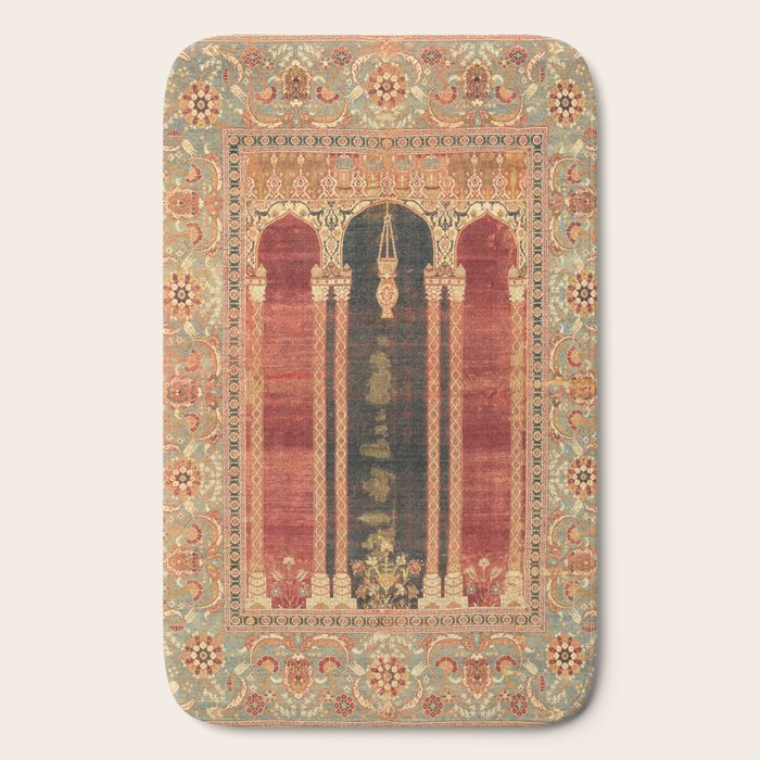 16th Century Carpet with Triple-Arch Design Turkish Print Bath Mat