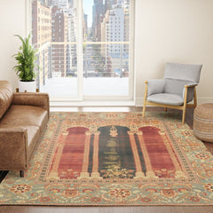 16th Century Carpet with Triple-Arch Design Turkish Print Rug