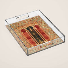 16th Century Carpet with Triple-Arch Design Turkish Print Acrylic Tray