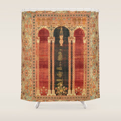 16th Century Carpet with Triple-Arch Design Turkish Print Shower Curtain