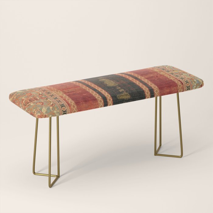 16th Century Carpet with Triple-Arch Design Turkish Print Bench