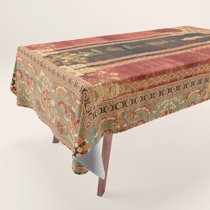 16th Century Carpet with Triple-Arch Design Turkish Print Tablecloth