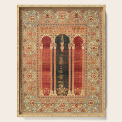16th Century Carpet with Triple-Arch Design Turkish Print Serving Tray