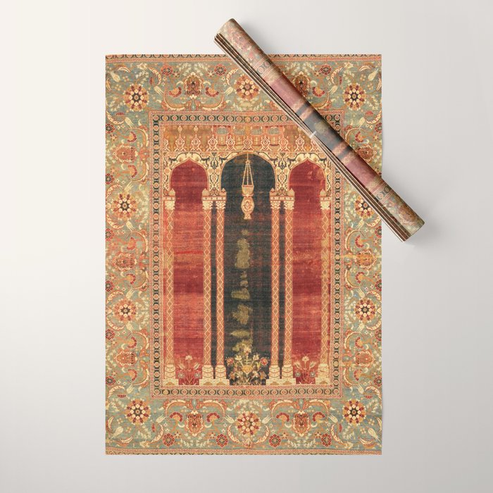 16th Century Carpet with Triple-Arch Design Turkish Print Wrapping Paper