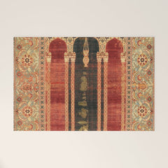 16th Century Carpet with Triple-Arch Design Turkish Print Welcome Mat