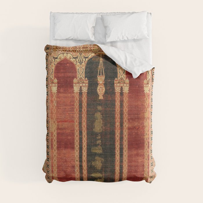 16th Century Carpet with Triple-Arch Design Turkish Print Duvet Cover