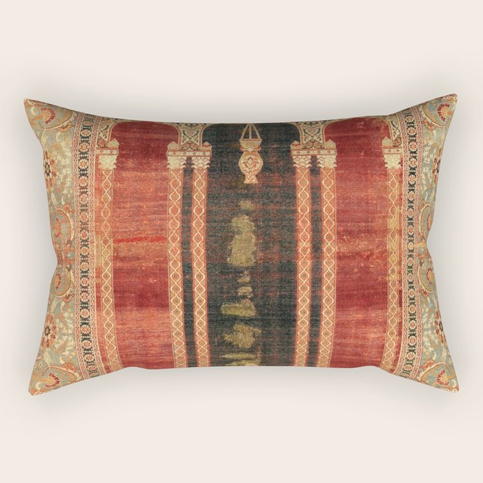 16th Century Carpet with Triple-Arch Design Turkish Print Rectangular Pillow
