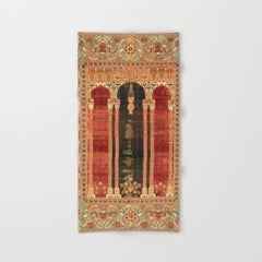 16th Century Carpet with Triple-Arch Design Turkish Print Bath Towel