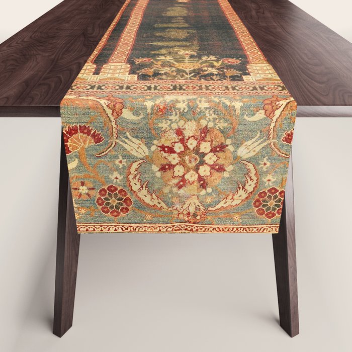 16th Century Carpet with Triple-Arch Design Turkish Print Table Runner