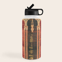16th Century Carpet with Triple-Arch Design Turkish Print Water Bottle