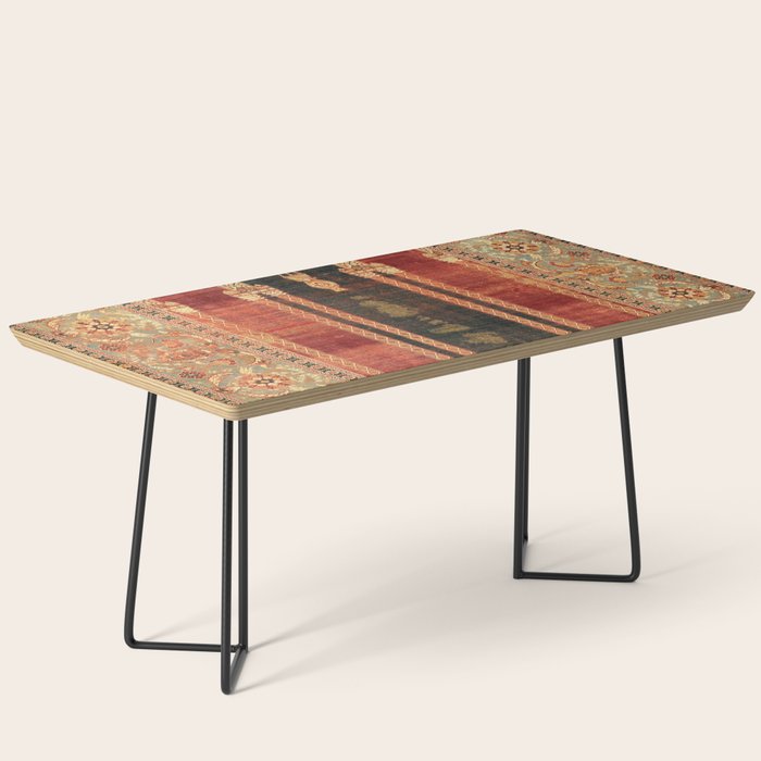 16th Century Carpet with Triple-Arch Design Turkish Print Coffee Table