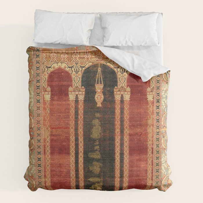 16th Century Carpet with Triple-Arch Design Turkish Print Duvet Cover