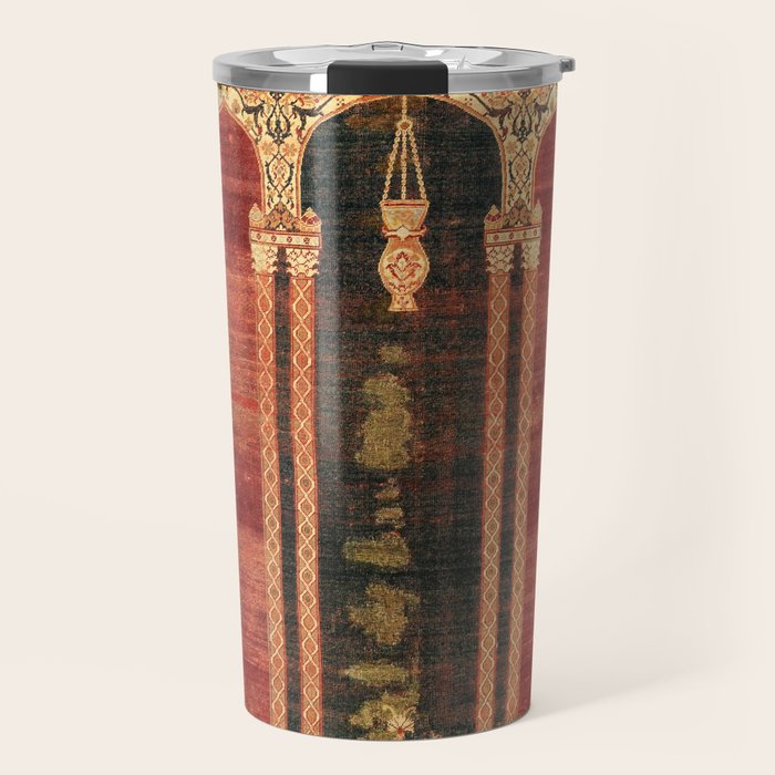 16th Century Carpet with Triple-Arch Design Turkish Print Travel Mug
