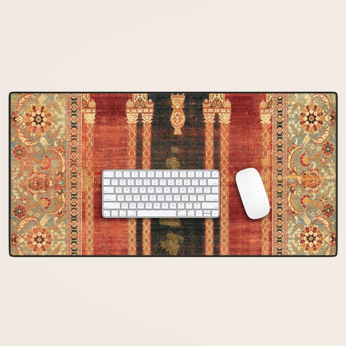 16th Century Carpet with Triple-Arch Design Turkish Print Desk Mat