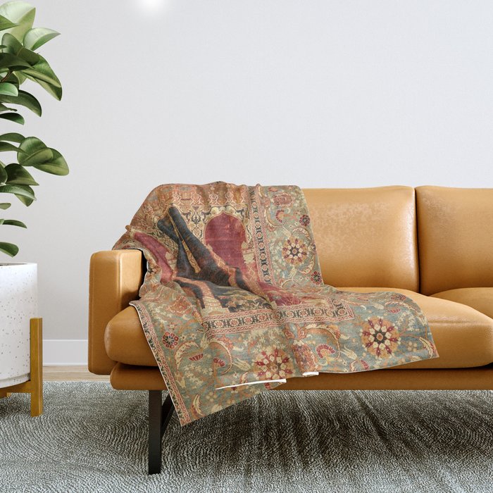 16th Century Carpet with Triple-Arch Design Turkish Print Throw Blanket