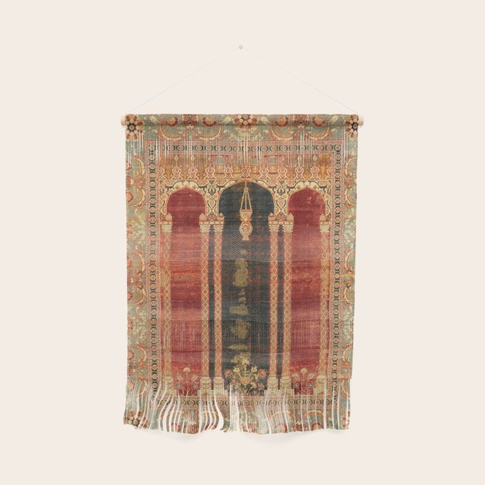 16th Century Carpet with Triple-Arch Design Turkish Print Wall Hanging