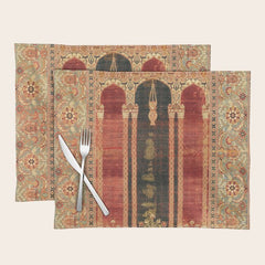 16th Century Carpet with Triple-Arch Design Turkish Print Placemat
