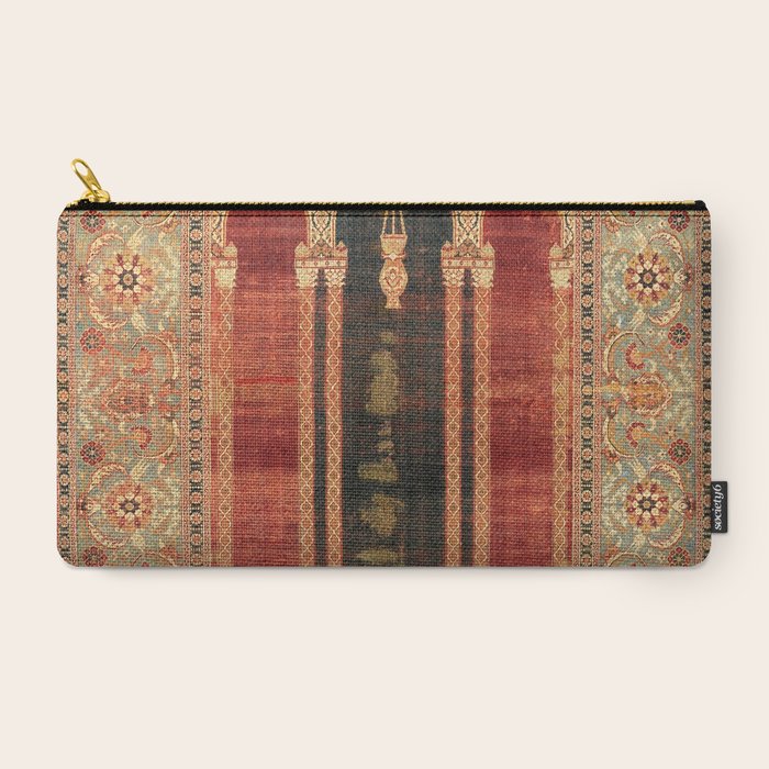 16th Century Carpet with Triple-Arch Design Turkish Print Carry All Pouch