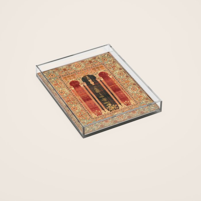 16th Century Carpet with Triple-Arch Design Turkish Print Acrylic Tray
