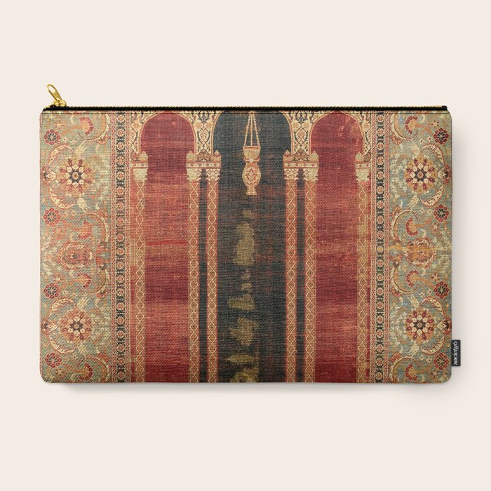 16th Century Carpet with Triple-Arch Design Turkish Print Carry All Pouch